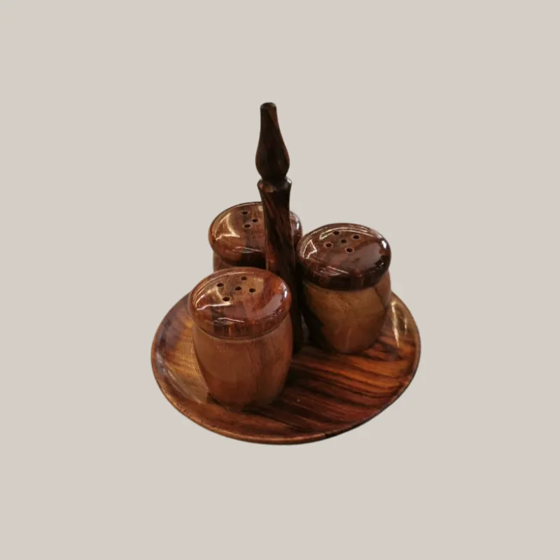 handicraft handmade wooden salt and pepper set